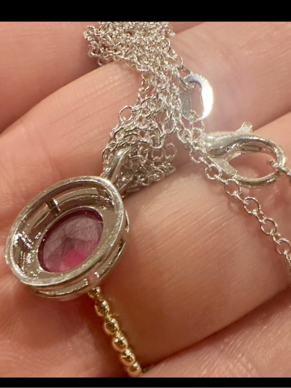 New XL Natural Ruby Necklace pendant white gold on 925 sterling silver over 3 ct - Picture 8 of 9
